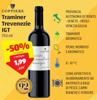 ALDI Coppiere Traminer Trevenezie IGT 750 ml offerta