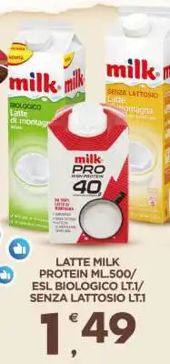 Eurospar LATTE MILK PROTEIN ML.500/ESL BIOLOGICO LT.1/SENZA LATTOSIO LT.1 offerta