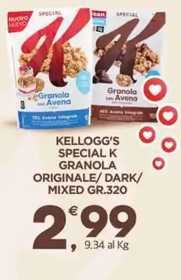 Eurospar KELLOGG'S SPECIAL K GRANOLA ORIGINALE/ DARK/ MIXED GR.320 offerta