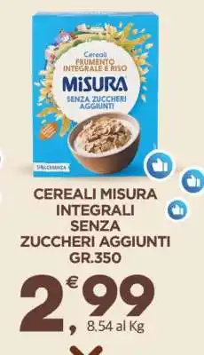 Eurospar CEREALI MISURA INTEGRALI SENZA ZUCCHERI AGGIUNTI GR.350 offerta