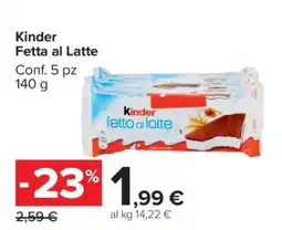 Carrefour Kinder Fetta al Latte offerta