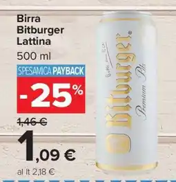 Carrefour Birra Bitburger Lattina offerta