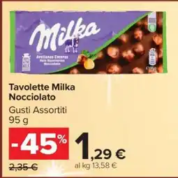 Carrefour Tavolette Milka Nocciolato offerta