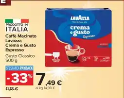 Carrefour Caffè Macinato Lavazza Crema e Gusto Espresso offerta