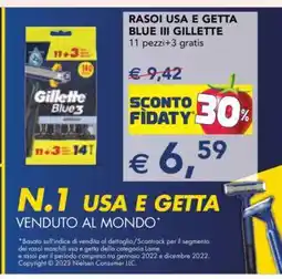 Esselunga Rasoi Usa e Getta Blue III Gillette offerta