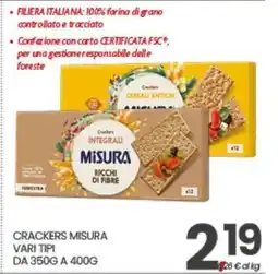 Eurospar CRACKERS MISURA VARI TIPI offerta