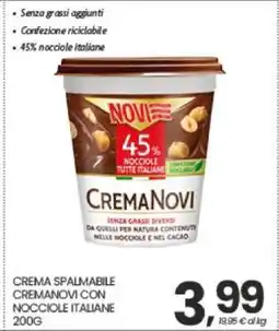 Eurospar CREMA SPALMABILE CREMANOVI CON NOCCIOLE ITALIANE 200G offerta