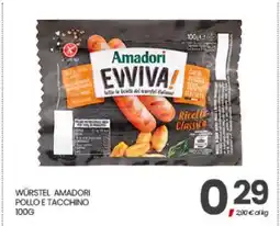 Eurospar WÜRSTEL AMADORI POLLO E TACCHINO 100G offerta