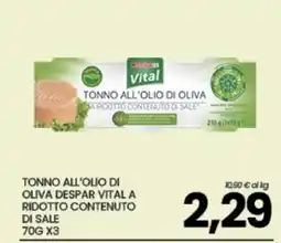 Eurospar TONNO ALL'OLIO DI OLIVA DESPAR VITAL A RIDOTTO CONTENUTO DI SALE offerta