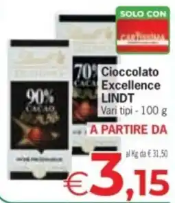 Despar Cioccolato Excellence Lindt offerta