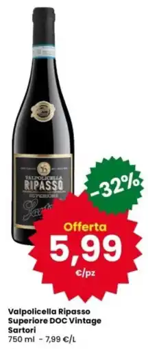 Interspar Valpolicella Ripasso Superiore DOC Vintage Sartori offerta