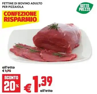 Fettine di bovino adulto per pizzaiola