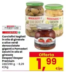 Interspar Despar Carciofini tagliati in olio di girasole o olive verdi denocciolate giganti o Pomodori secchi in olio di girasole offerta