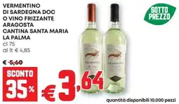 Pam Vermentino di Sardegna DOC o Vino Frizzante Aragosta offerta