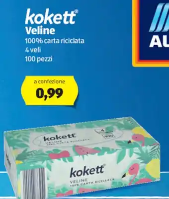 ALDI Kokett Veline 100% carta riciclata 4 veli 100 pezzi offerta