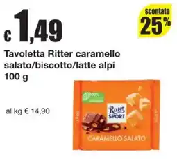 Sì con te Tavoletta Ritter caramello salato/biscotto/latte alpi offerta