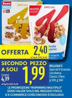Emisfero Kellogg's Special K Granola con Avena Classic, Fibre offerta