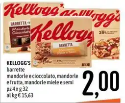 Emisfero Kellogg's barrette mandorle e cioccolato, mandorle e frutta, mandorle miele e semi offerta