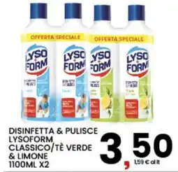 Interspar Disinfetta & pulisce Lysoform classico/tè verde & limone offerta