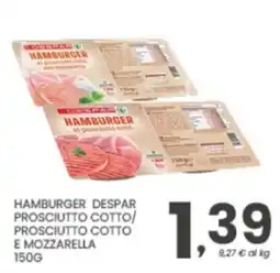 Despar Hamburger Despar prosciutto cotto e mozzarella offerta