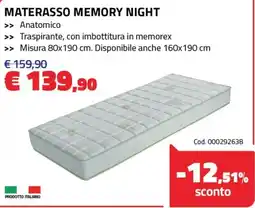 Eurobrico Materasso Memory Night offerta