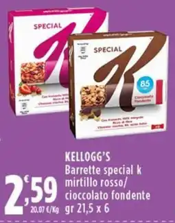 Rossotono Carrefour Kellogg's Barrette special k mirtillo rosso/cioccolato fondente offerta