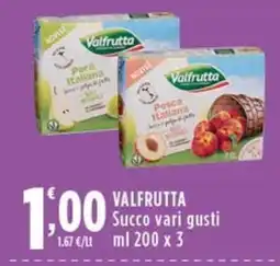 Rossotono Carrefour Valfrutta Succo vari gusti offerta