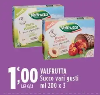 Rossotono Carrefour Valfrutta Succo vari gusti offerta