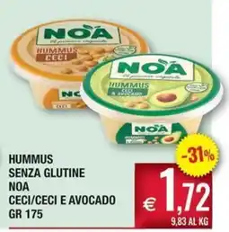 Palmarket Hummus senza glutine NOA Ceci/Ceci e avocado offerta