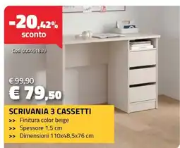Eurobrico Scrivania 3 cassetti offerta