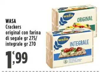 Rossotono Carrefour Wasa Crackers original con farina di segale/ integrale offerta