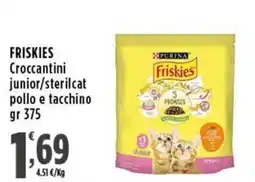 Rossotono Carrefour Friskies Croccantini junior/sterilcat pollo e tacchino offerta