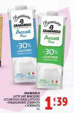 Deco Supermercati Granarolo latte UHT Benessere Accadi Plus senza lattosio offerta
