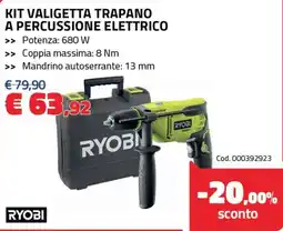 Eurobrico Kit valigetta trapano a percussione elettrico Ryobi offerta