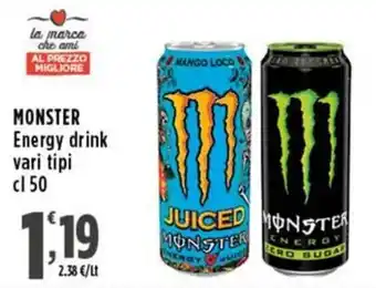 Rossotono Carrefour Monster Energy drink offerta