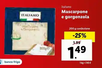 Lidl Italiamo Mascarpone e gorgonzola 200g offerta