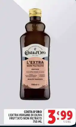 Deco Supermercati Costa d'Oro l'extra vergine di oliva fruttato non filtrato offerta