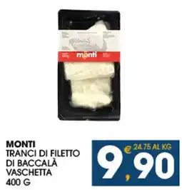 SeBón Supermercati Monti tranci di filetto di baccalà vaschetta offerta