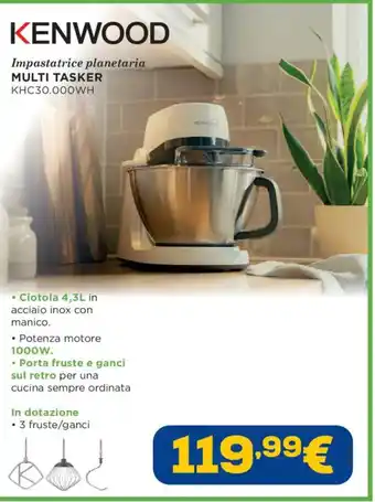 Kenwood impastatrice planetaria Multi Tasker KHC30.000WH