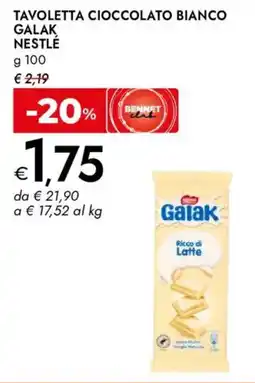 Bennet Tavoletta cioccolato bianco Galak offerta