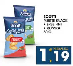 SeBón Supermercati Scotti risette snack erbe fini paprika offerta