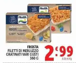 Deco Superstore Frosta filetti di merluzzo gratinati vari gusti offerta