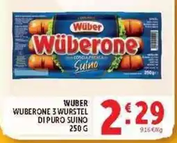 Deco Supermercati Wüber Wüberone 3 wurstel di puro suino offerta