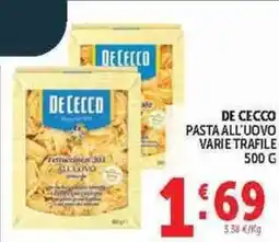 Deco Superstore De Cecco pasta all'uovo varie trafile offerta
