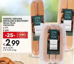 Bennet Wurstel Meraner, servelade o bratwurst senza pelle Vontavon offerta