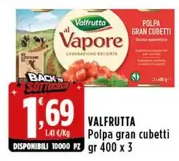 Rossotono Carrefour Valfrutta Polpa gran cubetti offerta