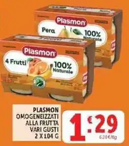 Deco Supermercati Plasmon omogeneizzati alla frutta vari gusti offerta