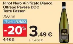 Carrefour Market Pinot Nero Vinificato Bianco Oltrepò Pavese DOC Terre Passeri offerta