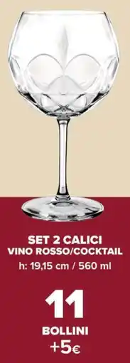 Carrefour Market Set 2 calici vino rosso/cocktail offerta