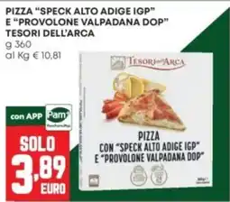 Panorama Pizza con "Speck Alto Adige IGP" e "Provolone Valpadana DOP" di Tesori dell'Arca offerta